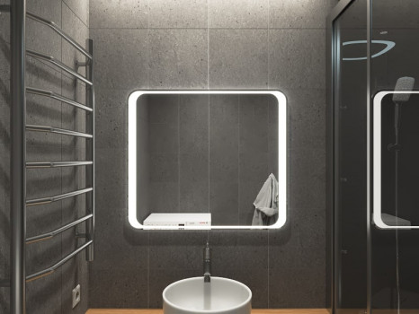 Зеркало в ванную комнату с подсветкой Болона 75х75 см